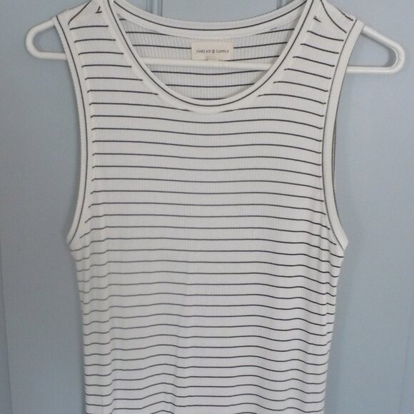 Ladies Black & White Striped Long Tank Top Dress by Thread & Supply in Size S - Picture 3 of 5